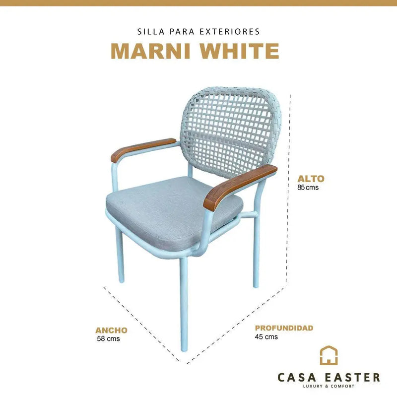 Cargue la imagen en el visor de la galería, Silla para Exterior e Interior de Color Blanco MARNI-E80205
