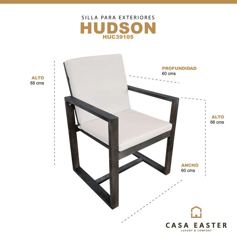 Cargue la imagen en el visor de la galería, Silla para Exterior e Interior de Madera Color Negro HUDSON - HUC39105 CasaEaster