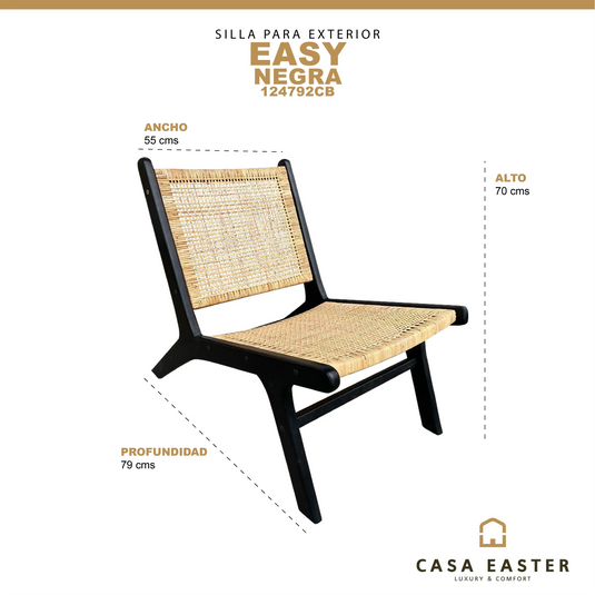 Silla para Exterior e Interior de Madera Teca Color Negro EASY NEGRA-124792CB