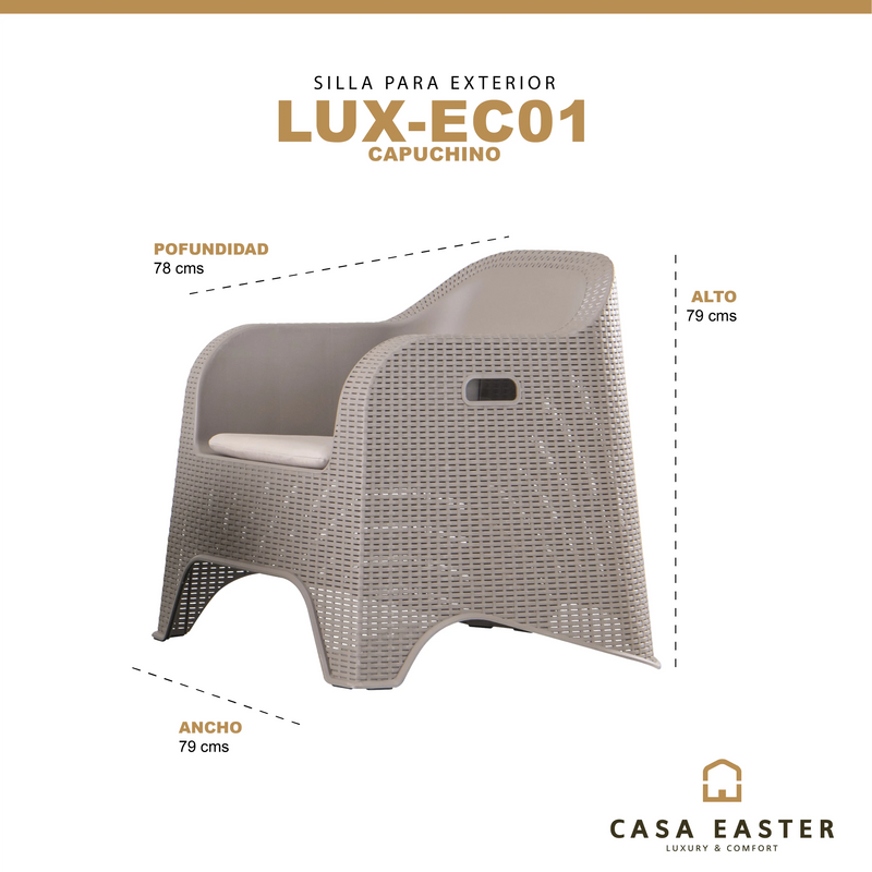Load image into Gallery viewer, Silla para Exterior e Interior de Plástico Color Capuchino-LUX-EC01-LUX-EC01 CasaEaster
