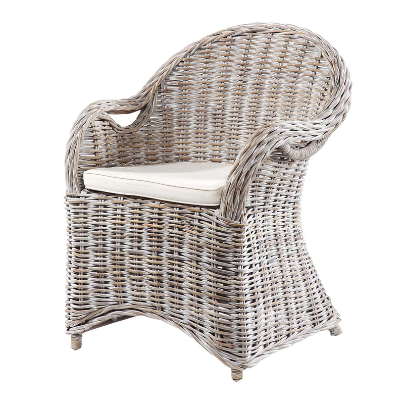 Cargue la imagen en el visor de la galería, Silla para Exterior e Interior de Rattan Color Blanco ATHENA-31125