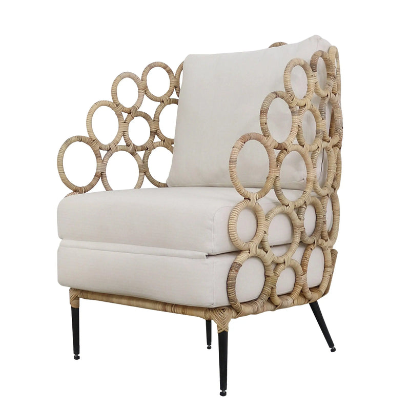 Cargue la imagen en el visor de la galería, Silla para Exterior e Interior de Rattan Color Blanco BONANZA-32856