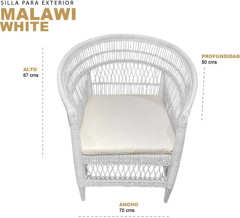 Cargue la imagen en el visor de la galería, Silla para Exterior e Interior de Rattan Color Blanco MALAWI-31670