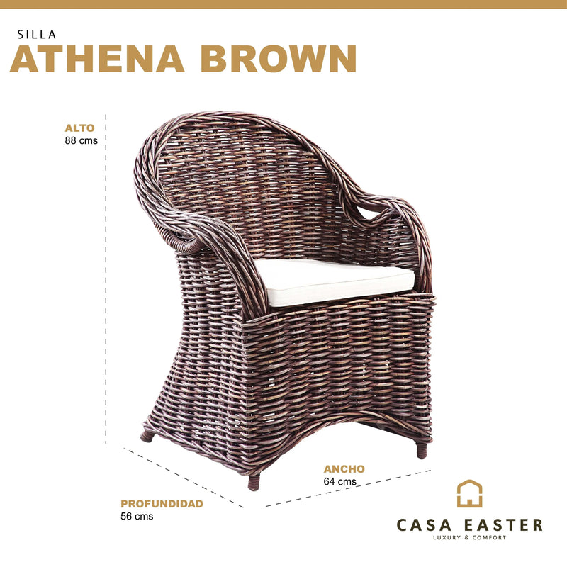 Cargue la imagen en el visor de la galería, Silla para Exterior e Interior de Rattan Color Cafe ATHENA-31123