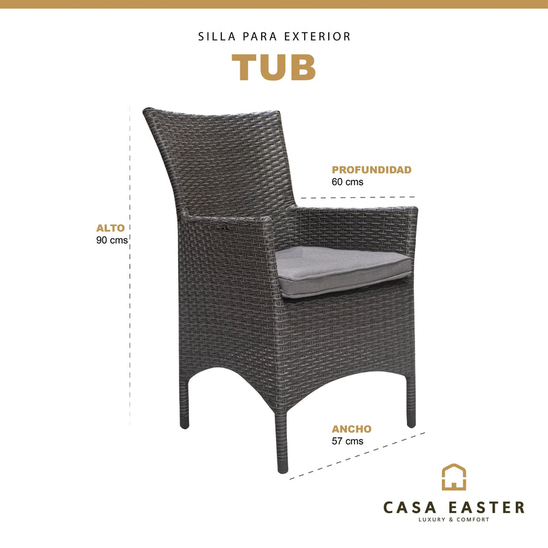 Cargue la imagen en el visor de la galería, Silla para Exterior e Interior de Rattan Color Carbon Byron TUB - 58094