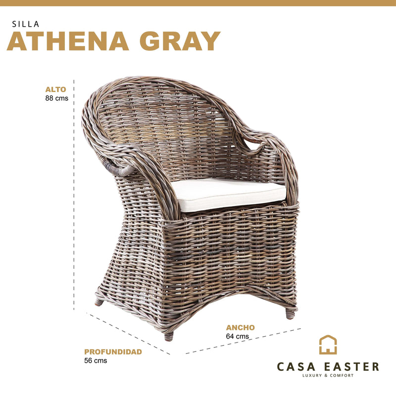 Cargue la imagen en el visor de la galería, Silla para Exterior e Interior de Rattan Color Gris ATHENA-31124