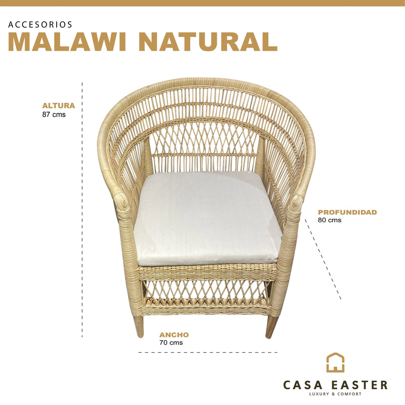 Cargue la imagen en el visor de la galería, Silla para Exterior e Interior de Rattan Color Natural MALAWI-31671