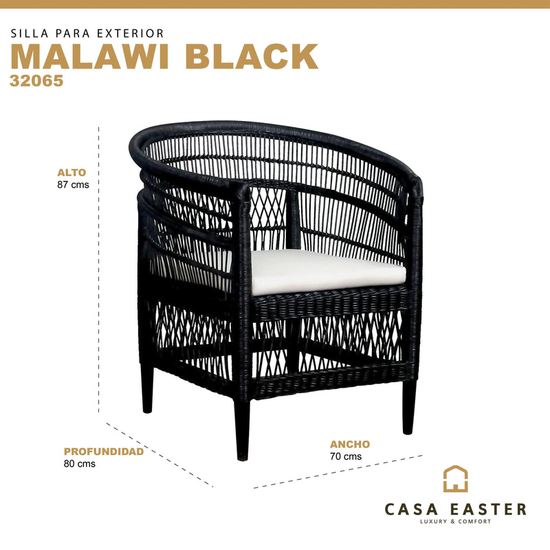 Cargue la imagen en el visor de la galería, Silla para Exterior e Interior de Rattan Color Negro MALAWI - 32065