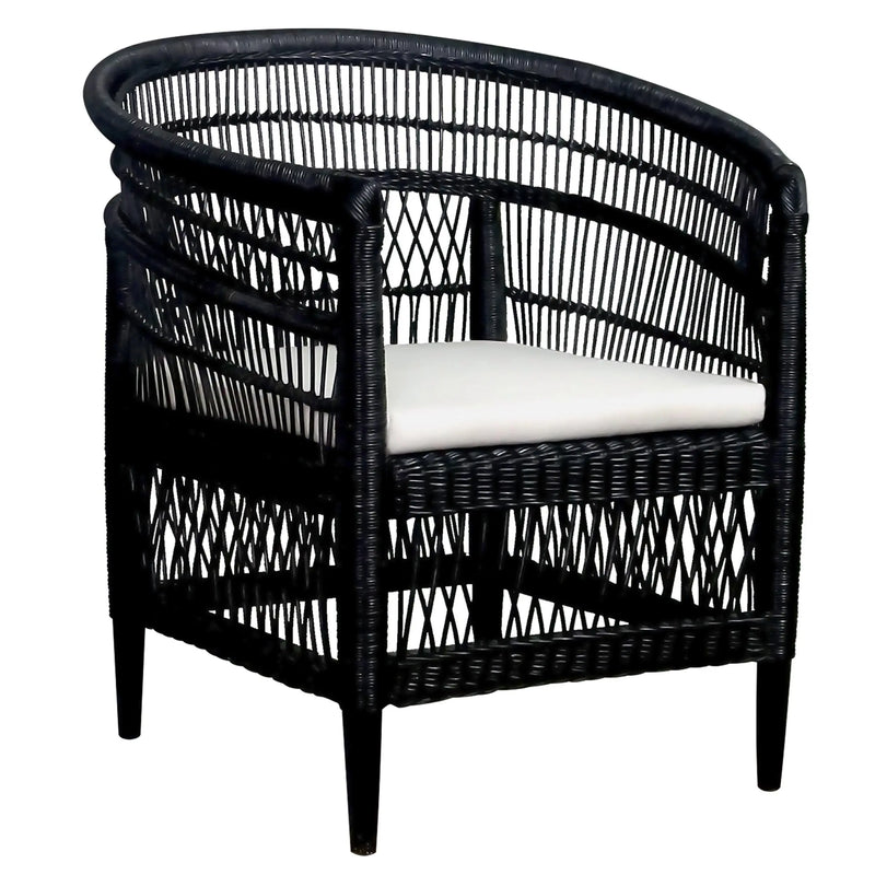 Cargue la imagen en el visor de la galería, Silla para Exterior e Interior de Rattan Color Negro MALAWI - 32065