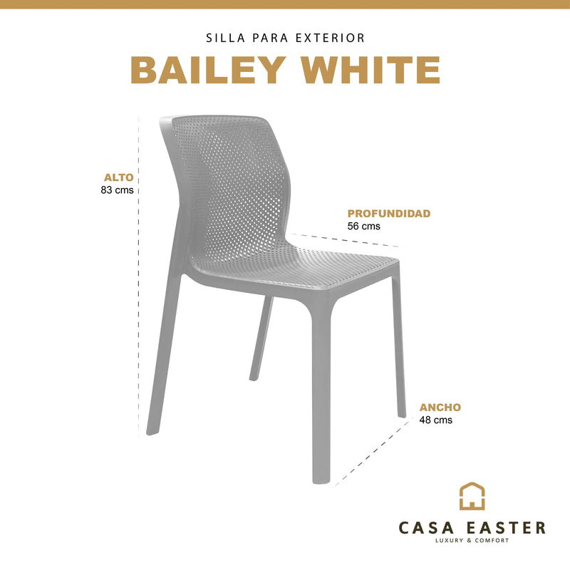 Cargue la imagen en el visor de la galería, Silla para Exterior e Interior de Resina Color Blanco BAILEY -56176