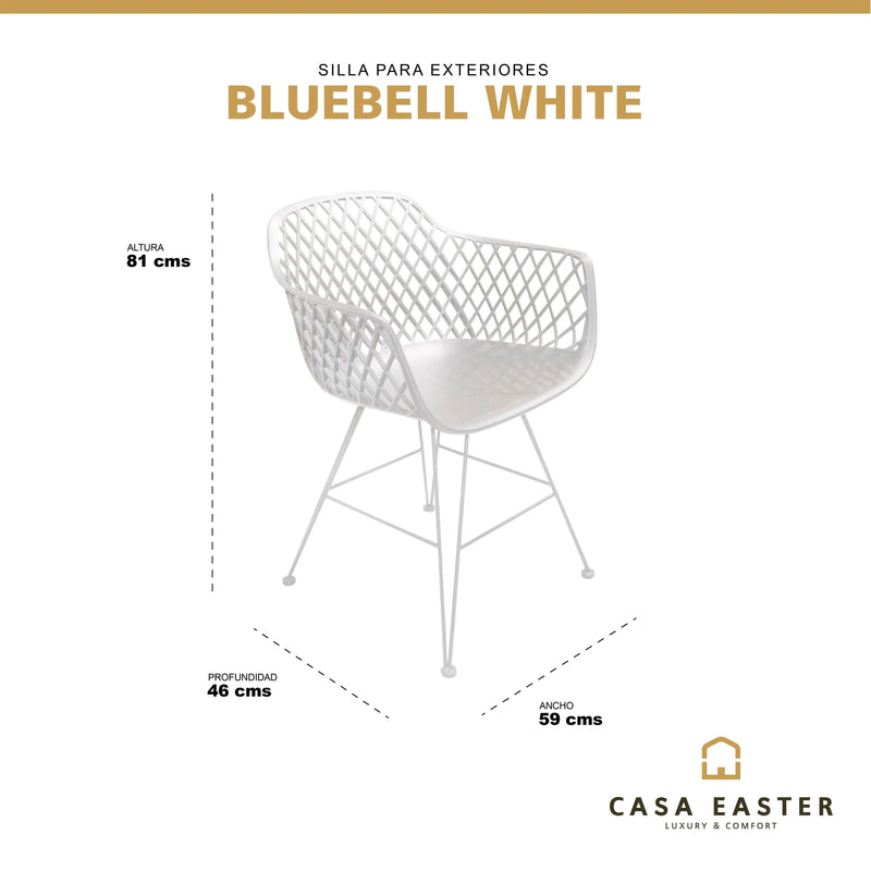 Cargue la imagen en el visor de la galería, Silla para Exterior e Interior de Resina Color Blanco BLUEBELL -75559