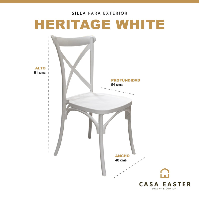 Cargue la imagen en el visor de la galería, Silla para Exterior e Interior de Resina Color Blanco HERITAGE- 75563