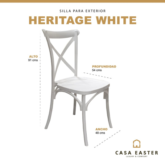 Silla para Exterior e Interior de Resina Color Blanco HERITAGE- 75563