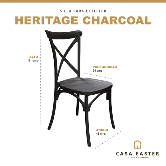 Silla  para Exterior e Interior de Resina Color Carbon HERITAGE- 75564