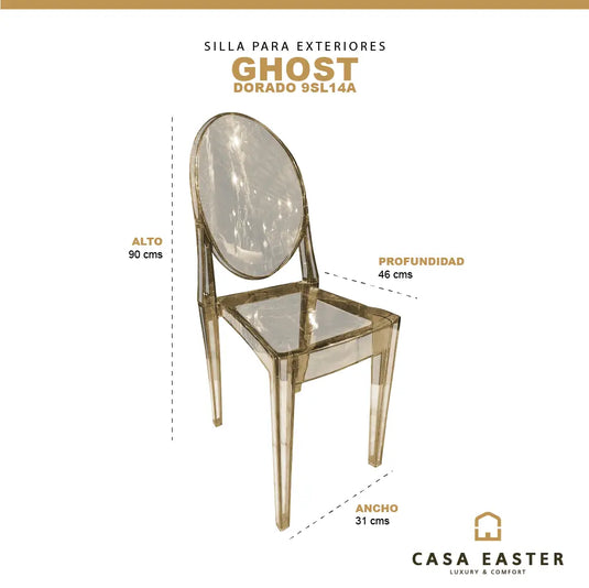 Silla  para Exterior e Interior de Resina Color Amber GHOST- BD53A