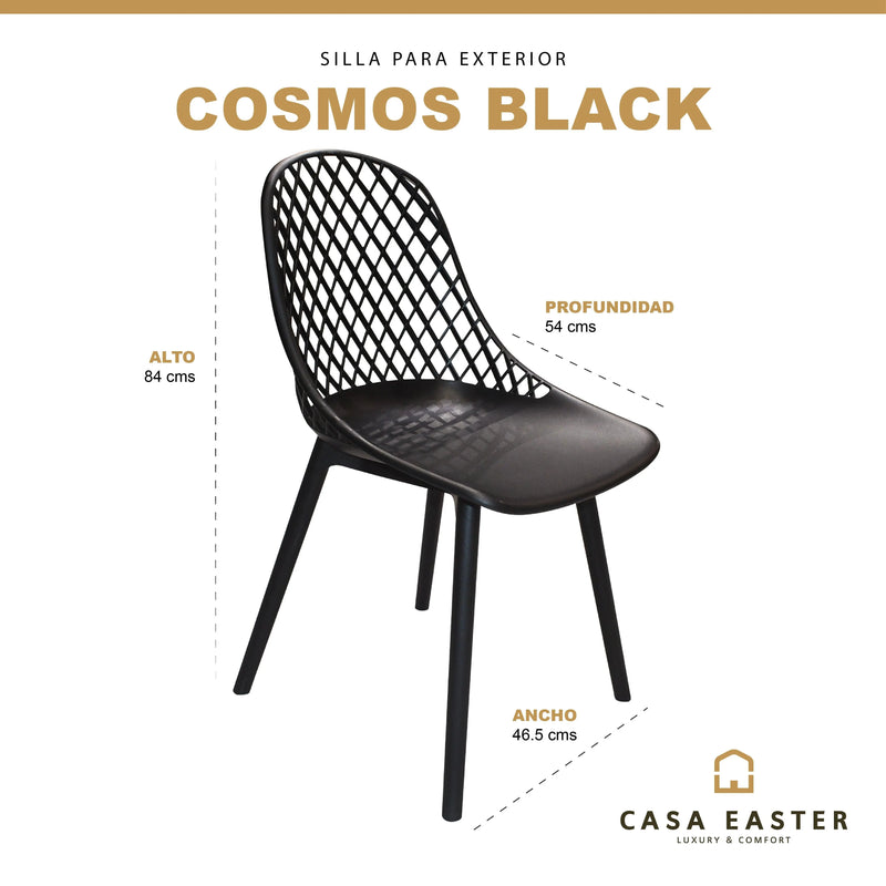 Cargue la imagen en el visor de la galería, Silla para Exterior e Interior de Resina Color Negro COSMOS-58051