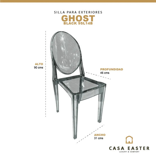 Silla   para Exterior e Interior de Resina Color smoke GHOST- BD54S