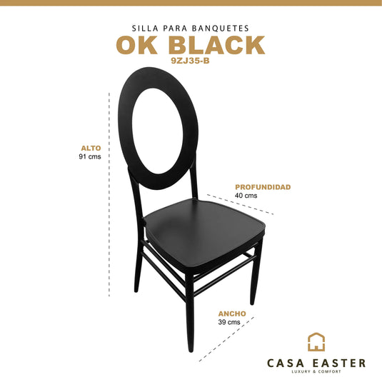 Silla para Exterior e Interior Color Negro OK-9ZJ35-B
