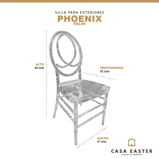 Silla para Exterior e Interior de Resina Color Trasparente PHOENIX-9SL06