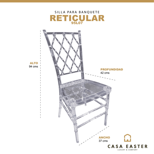 Silla para Exterior e Interior de Resina Color Trasparente RETICULAR / NET BACK / PC21A -9SL07