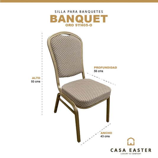 Silla para Interior de Aluminio Color Oro BANQUET-9YH05-O