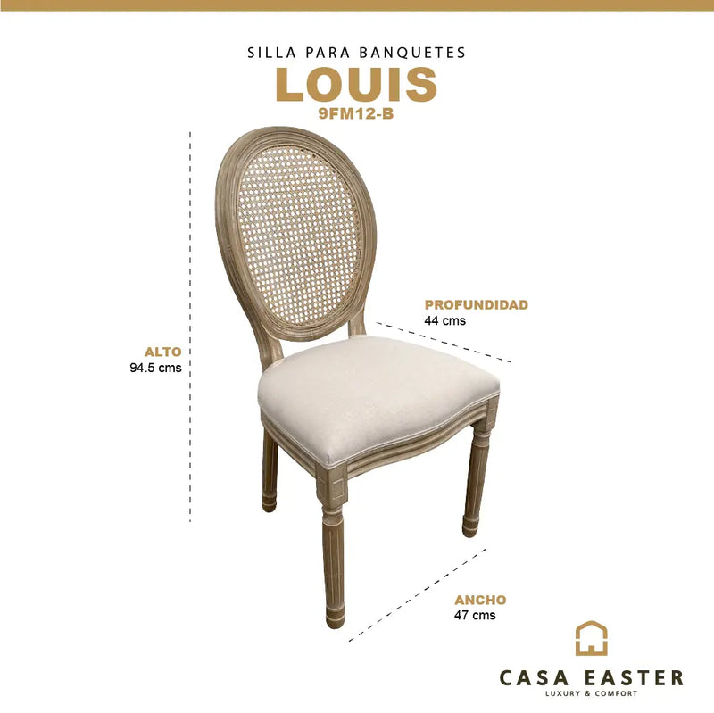 Cargue la imagen en el visor de la galería, Silla para Interior de Madera Color Beige LOUIS BANQUETE-9FM12-B / XN7064