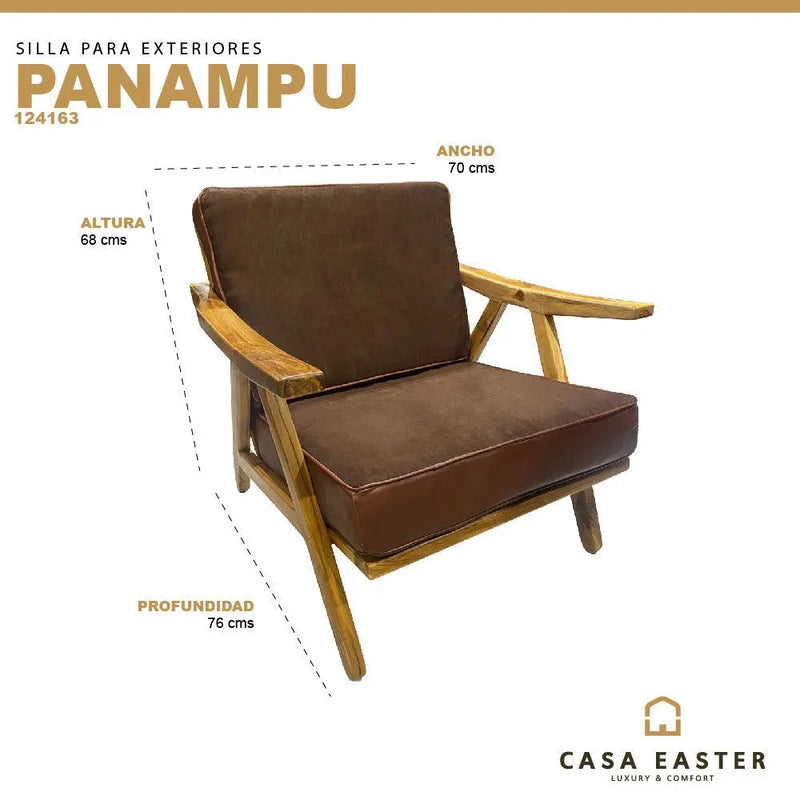 Cargue la imagen en el visor de la galería, Silla para Interior de Madera Color Cafe PANAMPU-124163.