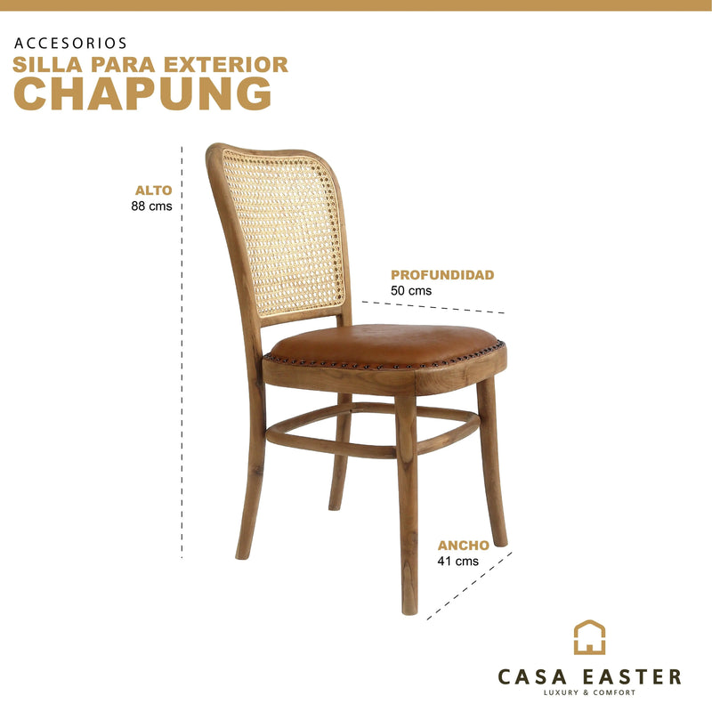 Cargue la imagen en el visor de la galería, Silla para Interior de Madera Teca Color Natural CHAPUNG- 124181