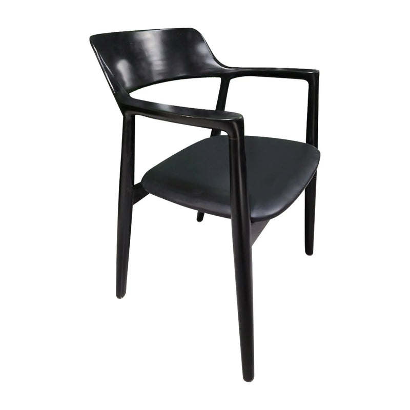 Cargue la imagen en el visor de la galería, Silla para Interior de Madera Teca Color Negro KENNEDY-122357