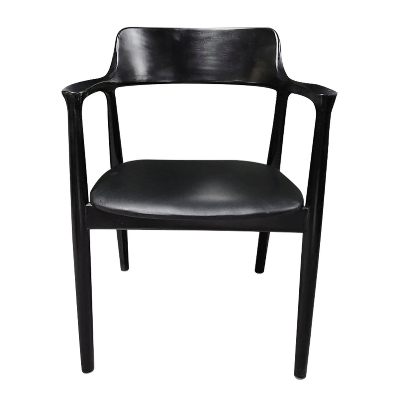 Cargue la imagen en el visor de la galería, Silla para Interior de Madera Teca Color Negro KENNEDY-122357