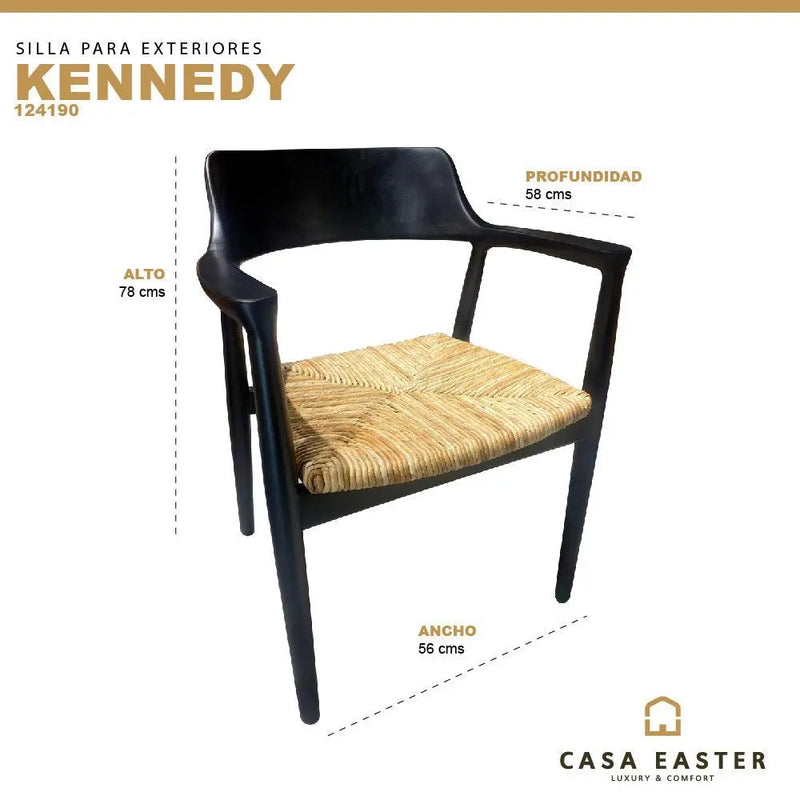 Cargue la imagen en el visor de la galería, Silla para Interior de Madera Teca Color Negro KENNEDY-124191