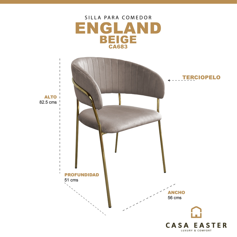 Cargue la imagen en el visor de la galería, Silla para interior Color Beige ENGLAND-CA683 CasaEaster