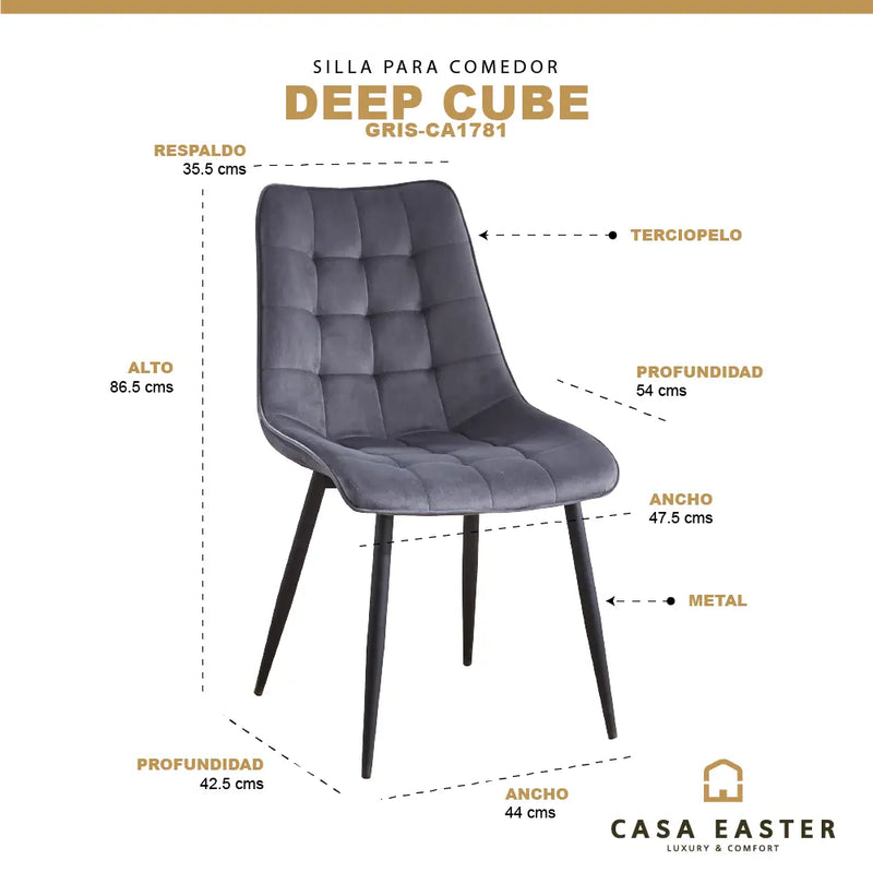 Cargue la imagen en el visor de la galería, Silla para interior Color Gris DEEP CUBE-CA1781 CasaEaster