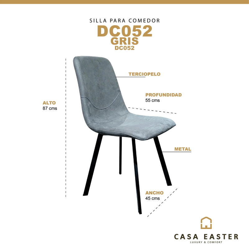 Cargue la imagen en el visor de la galería, Silla para interior Color Gris Obscuro,DC052 CasaEaster