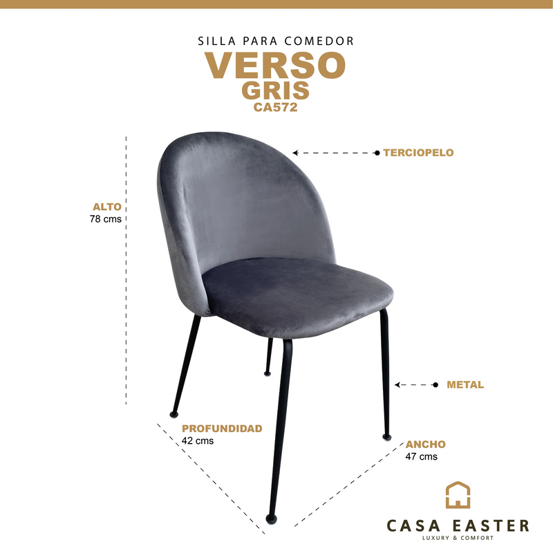 Cargue la imagen en el visor de la galería, Silla para interior Color Gris VERSO -CA572 CasaEaster
