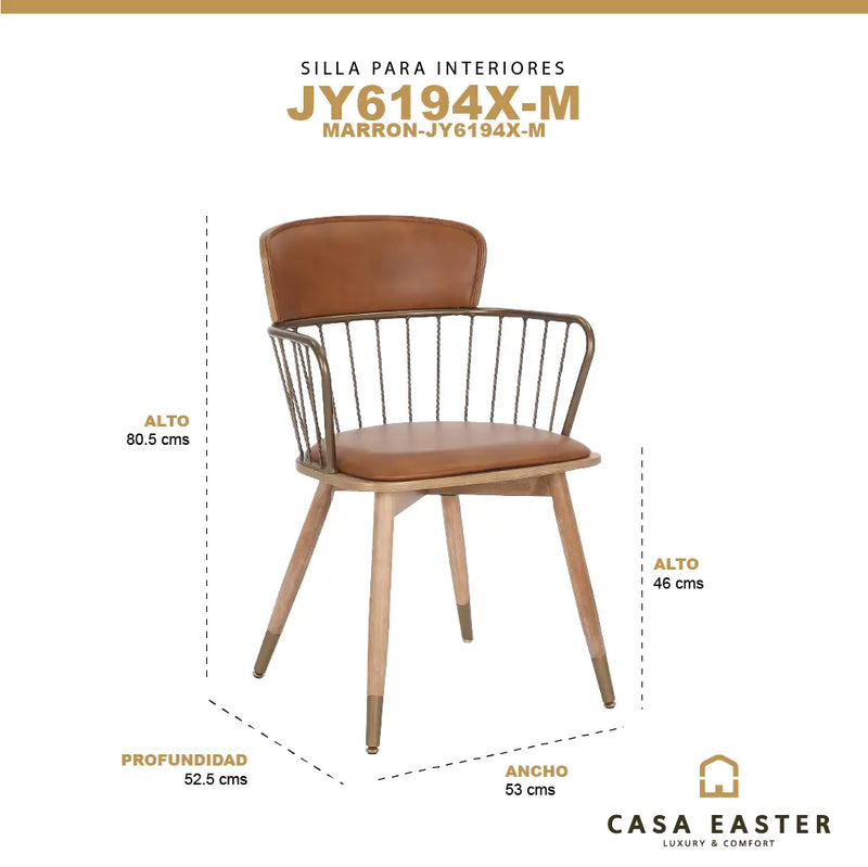 Cargue la imagen en el visor de la galería, Silla para interior Color Marron JY6194X-M-JY6194X-M CasaEaster