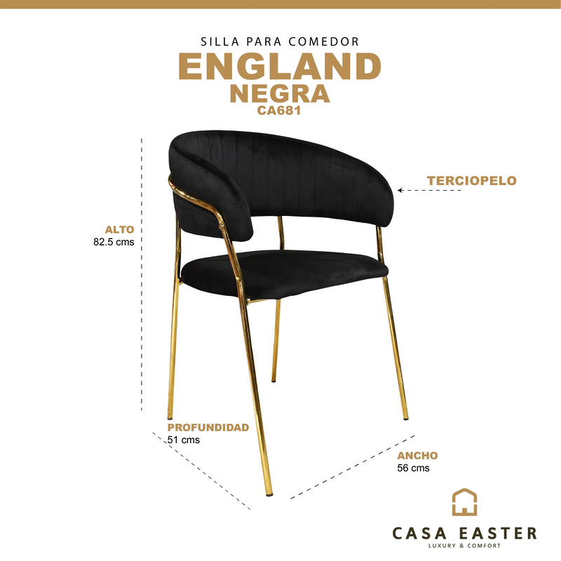 Cargue la imagen en el visor de la galería, Silla para interior Color Negro ENGLAND-CA681 CasaEaster