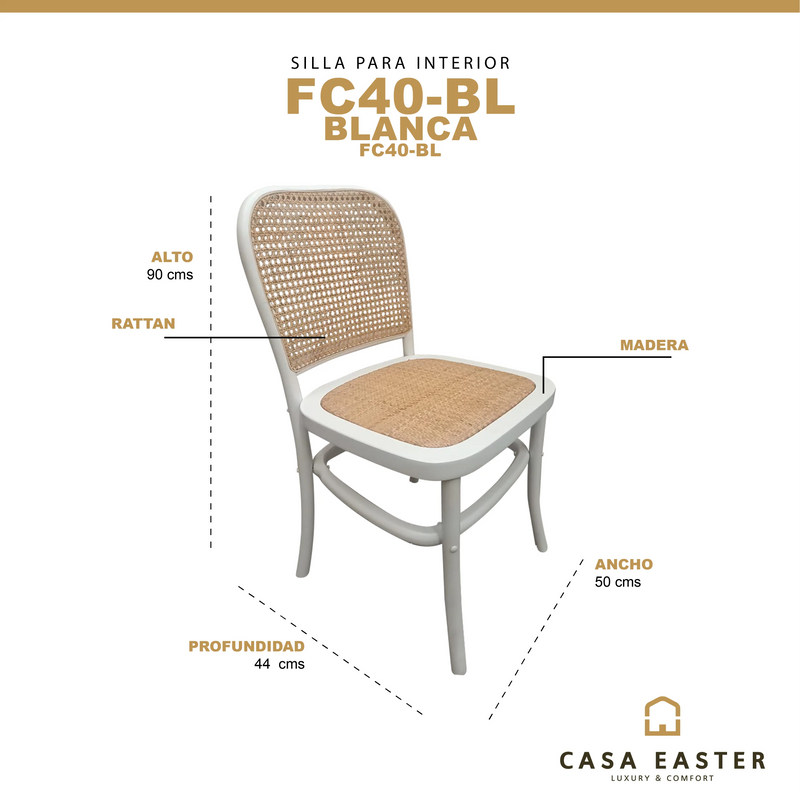 Cargue la imagen en el visor de la galería, Silla para interior de madera color blanca FC40-BL-FC40-BL CasaEaster