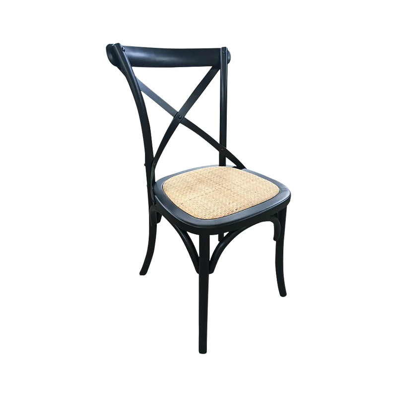 Cargue la imagen en el visor de la galería, Silla para interior de madera color negro con natural Cross-FC02-NN CasaEaster