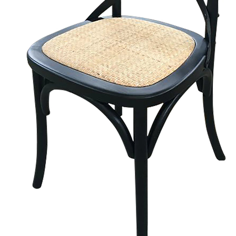 Cargue la imagen en el visor de la galería, Silla para interior de madera color negro con natural Cross-FC02-NN CasaEaster