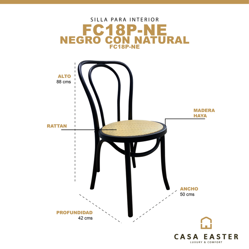 Cargue la imagen en el visor de la galería, Silla para interior de madera color negro con natural FC18P-NE - FC18P-NE CasaEaster