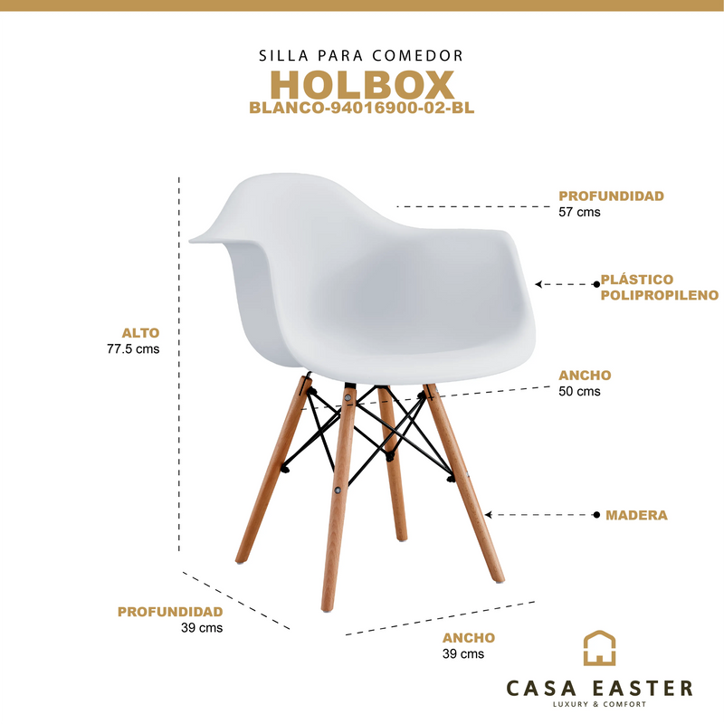 Cargue la imagen en el visor de la galería, Silla para interior y exterior Color Blanco HOLBOX-940161900-02-BL CasaEaster