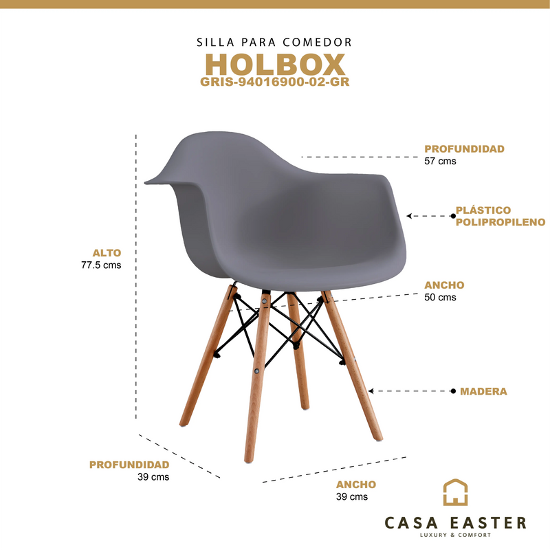 Cargue la imagen en el visor de la galería, Silla para interior y exterior Color Gris HOLBOX-940161900-02-GR CasaEaster