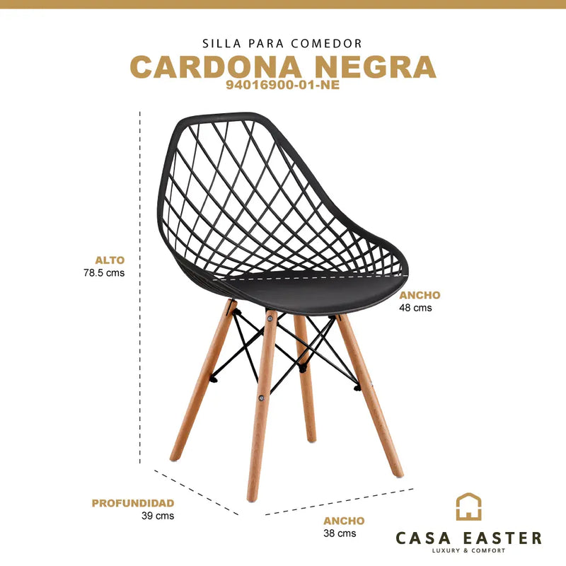 Cargue la imagen en el visor de la galería, Silla para interior y exterior Color Negro Cardona -94016900-01-NE CasaEaster