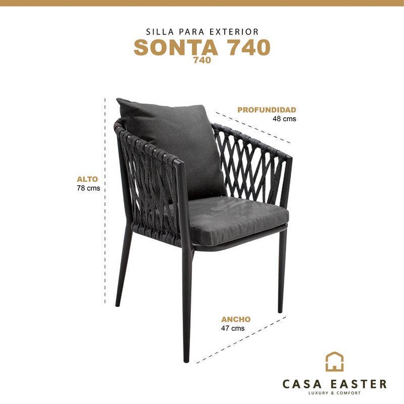 Cargue la imagen en el visor de la galería, Sillade Lazo para Exterior e Interior Color Gris SONTA 740-ZF740 CasaEaster