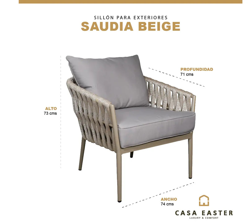 Cargue la imagen en el visor de la galería, Sillon Color Beige SAUDIA INDIVIDUAL - EQ2804 CasaEaster