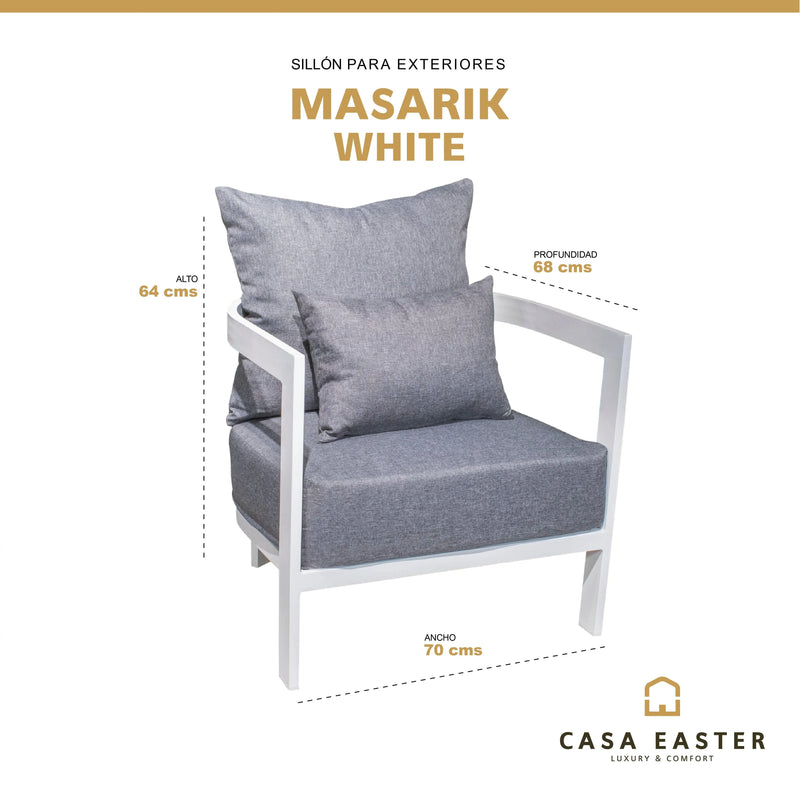 Cargue la imagen en el visor de la galería, Sillon Color Blanco MASARIK INDIVIDUAL-22080