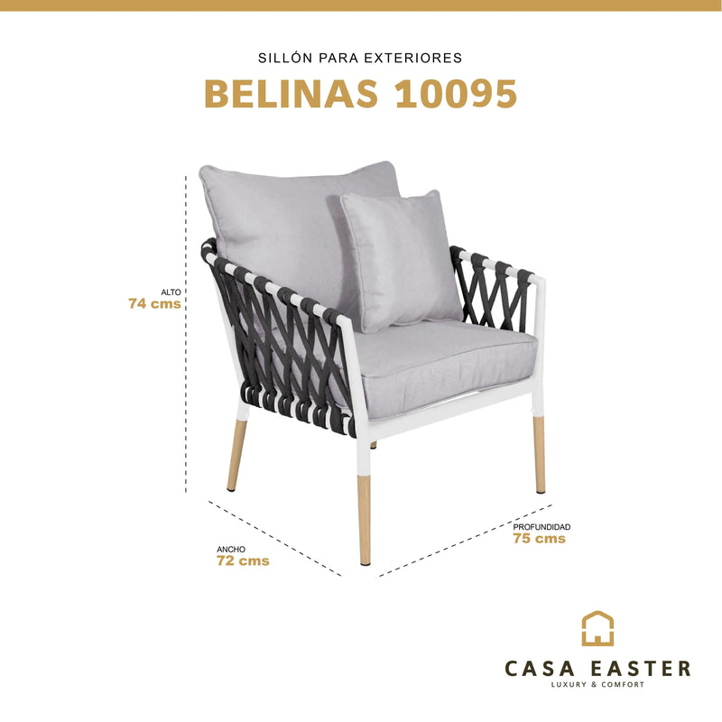 Cargue la imagen en el visor de la galería, Sillon Color Blanco con Negro BELINAS INDIVIDUAL-B1095-2 / 10095