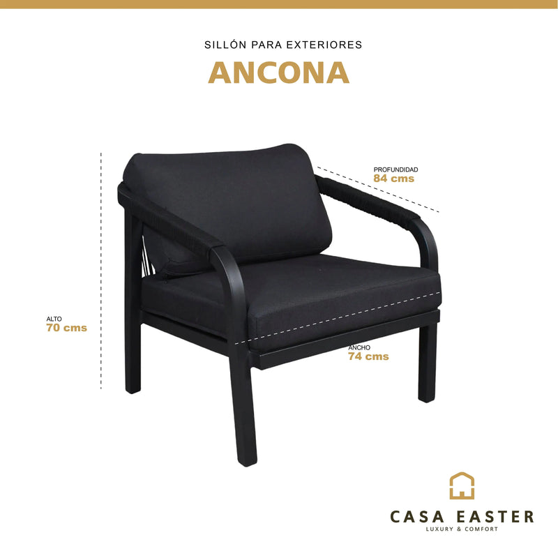 Cargue la imagen en el visor de la galería, Sillon Color Carbon ANCONA INDIVIDUAL-75746
