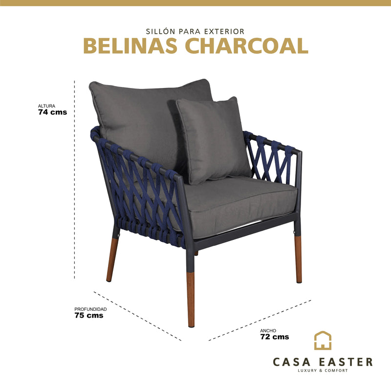 Cargue la imagen en el visor de la galería, Sillon Color Carbon con Azul BELINAS INDIVIDUAL-10070 CasaEaster